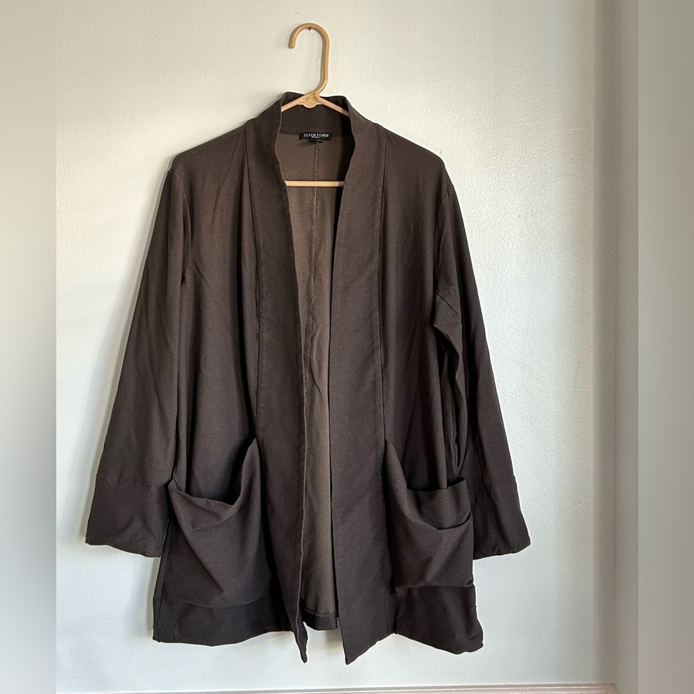 Eileen Fisher Brown Blazer Jacket Plus Size 1X Classic Career Office Casual - Picture 2 of 6